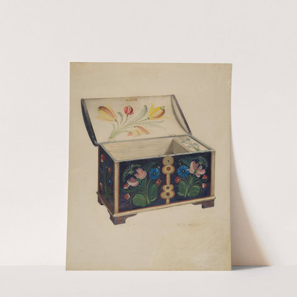 Painted Wooden Chest or Casket by Roy Moon
