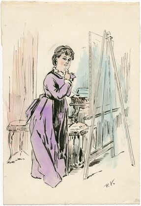 Painter behind her easel