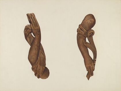Pair of Carved Wooden Arms