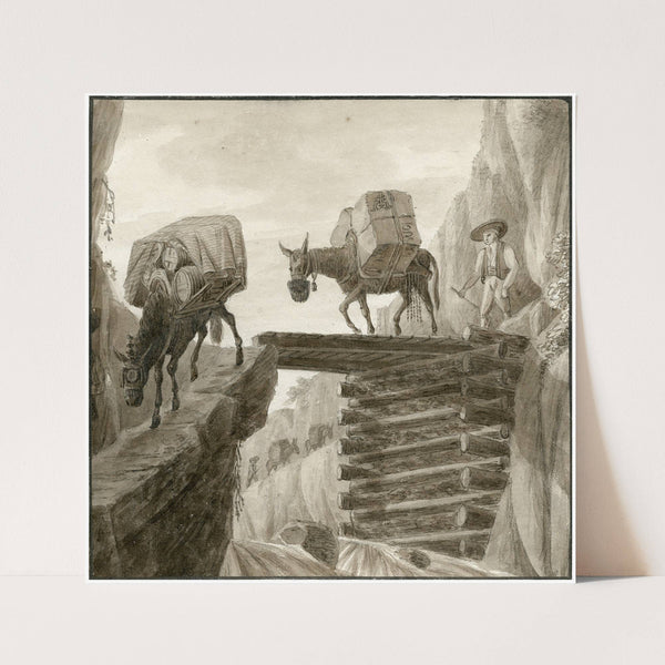 Pakezels steken een brug over in de Pyrenéén by Otto Howen