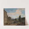 Palace courtyard with a fountains, a carriage and people by Jan van Huchtenburg