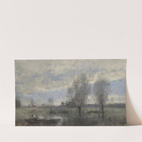 Palluel, Boater in the Marshes  (1871) by Jean-Baptiste-Camille Corot