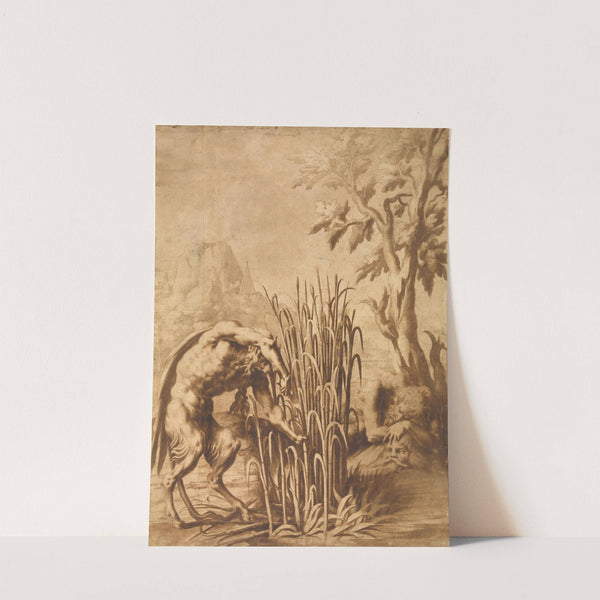 Pan cuts the reed into which the nymph Syrinx has turned (mid-16th century) by Fontainebleau School