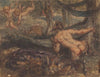 Pan, Spying, From Behind a Tree, at Putti, Shooting Arrows