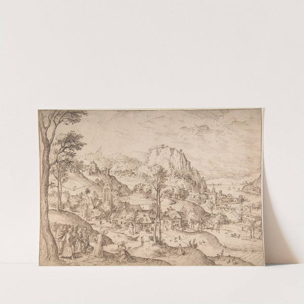 Panoramic Mountainous Estuary Landscape, with Christ and the Woman of Canaan by Lucas Gassel