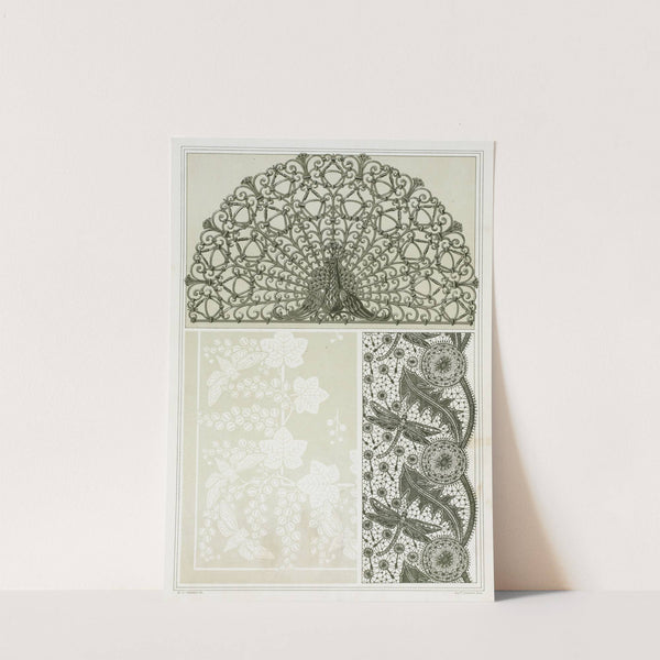 Paon, grille fer forgé. Cigales et groseiller, linge damassé. Libellules et pissenlit, dentelle. by Maurice Pillard Verneuil