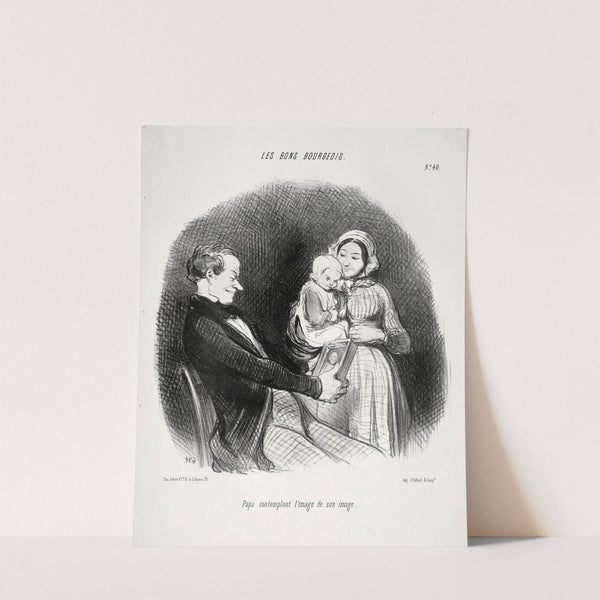 Papa contemplates a likeness of his likeness (1847) by Honoré Daumier