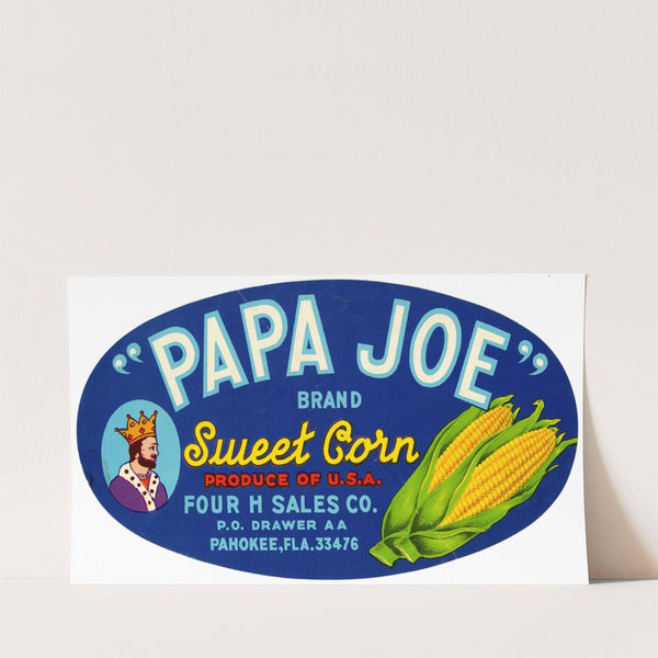 Papa Joe Brand Sweet Corn Label (1930-1950)