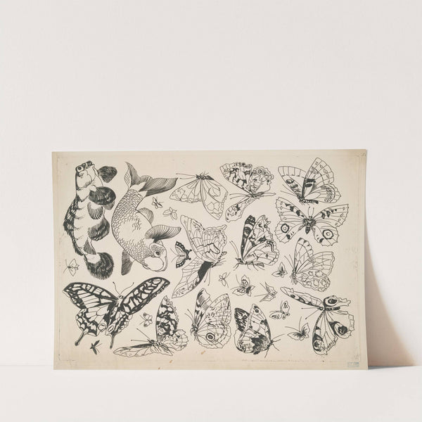 Papillons et poissons (1866) by Félix Bracquemond