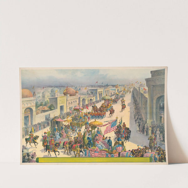 Parade of floats setting (1900) by Courier Litho. Co.