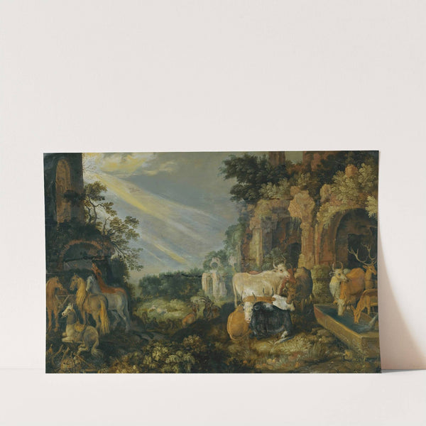 Paradise Landscape With Horses, Cows, Goats And Herders by Roelant Savery