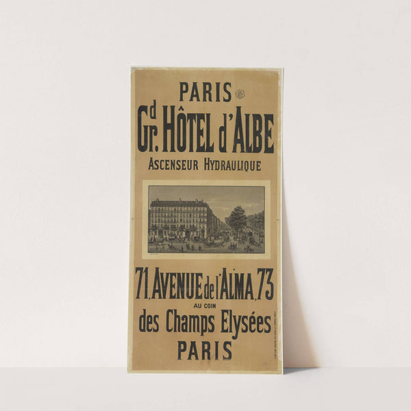 Paris. Grand Hôtel d’Albe, ascenseur hydraulique (1875) by Lith. Van Geleyn