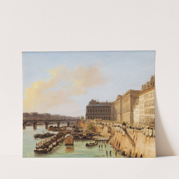 Paris, Vue de la Passerelle des Arts et du Louvre by Giuseppe Canella