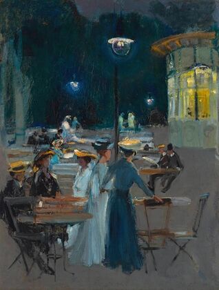 Parisian café at night