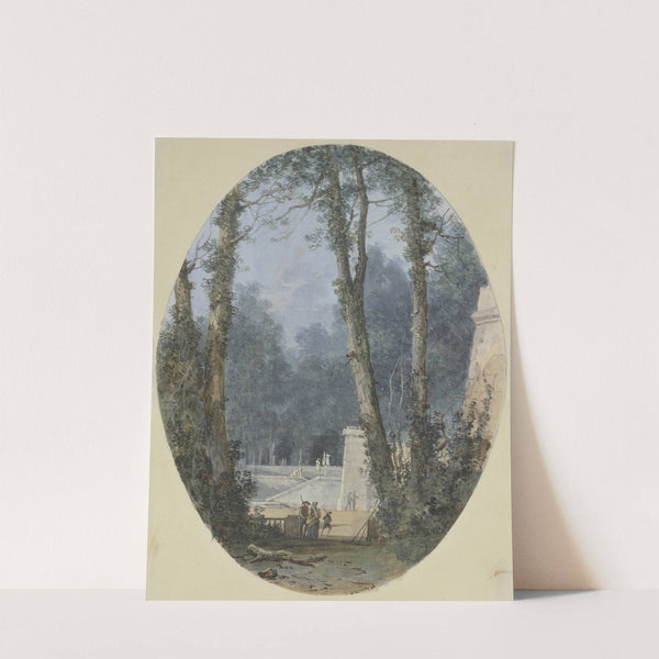 Park Landscape with Tall Trees and Stone Ramp in Mid-Field by Louis Gabriel Moreau