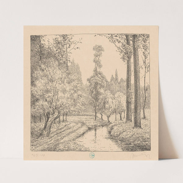 Park met water en bomen Aan de Geul (1929) by Simon Moulijn