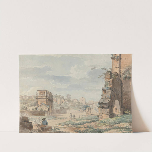 Part of the Colosseum with the Arch of Constantine and Arch of Titus in the Distance, Rome by Carlo Labruzzi