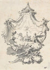Parted Curtains Revealing Angels Upon Clouds Worshipping a Monstrance