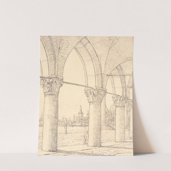 Parti af kolonaden under Dogepaladset i Venedig by Christen Købke