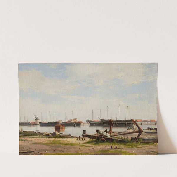 Parti af Nyholm med kranen og nogle krigsskibe (1826) by Christoffer Wilhelm Eckersberg