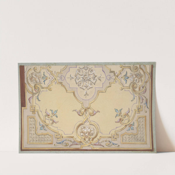 Partial design for the decoration of a ceiling with scrolls and swags of fruit by Jules-Edmond-Charles Lachaise