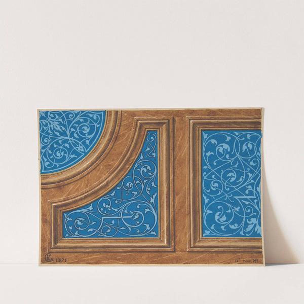 Partial design for wood panneling inlaid with painted panels by Jules-Edmond-Charles Lachaise
