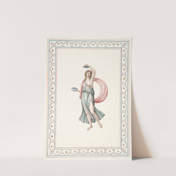 Partially nude woman playing cymbals. (1783) by Pierre-Jean Mariette