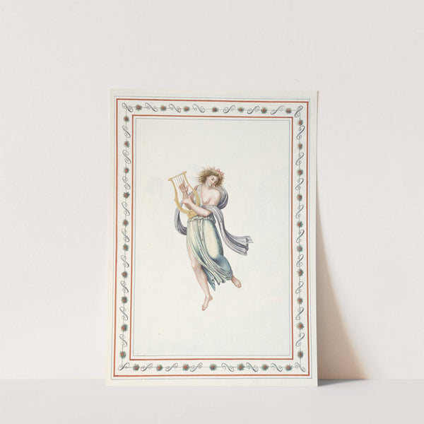 Partially nude woman playing harp. (1783) by Pierre-Jean Mariette