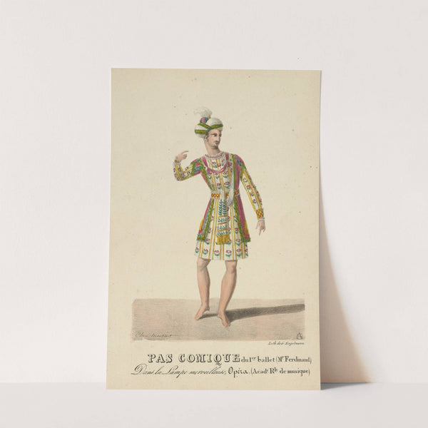 Pas comique du 1er ballet (Mr. Ferdinand). Dans La lampe merveilleuse, opera, (Acade. Rle. de Musique) (1822) by Auguste Garneray