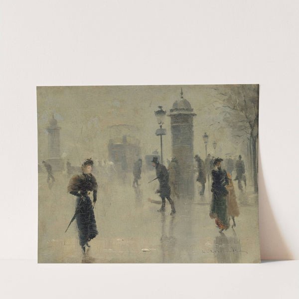 Passants sur le boulevard, un jour d'hiver by Léon Lemaître