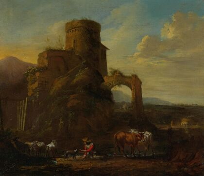 Pastoral Landscape With Ruins