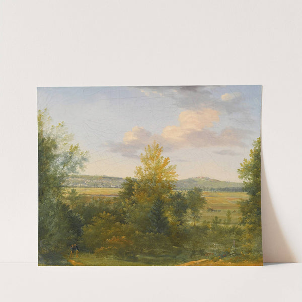 Pastoral landscape with two travellers by Achille Etna Michallon