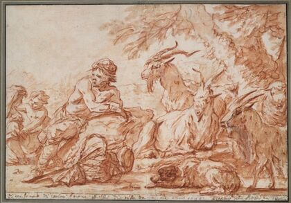Pastoral Scene; A Herdsman and His Family, with Goats