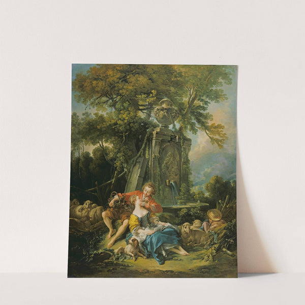 Pastoral with a Couple near a Fountain (1749) by François Boucher
