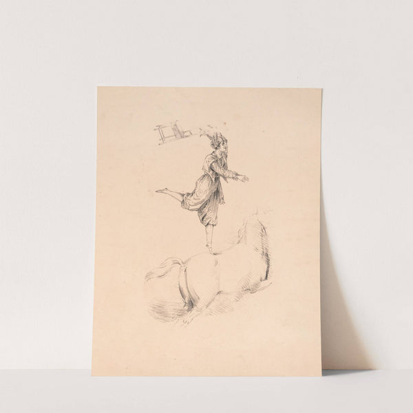 Paul of Franconi’s circus, standing on one leg on the bare back of a horse (1823) by Martha Sarah Rolls