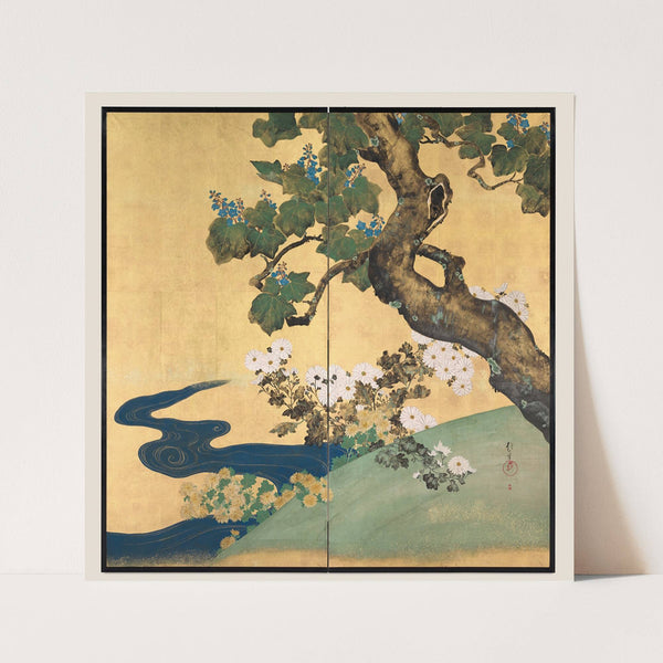 Paulownias and Chrysanthemums (early 1800s) by Sakai Hōitsu