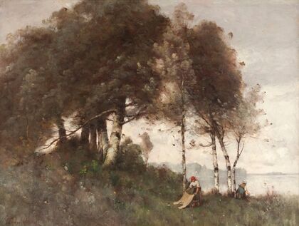 Paysage aux lavandières