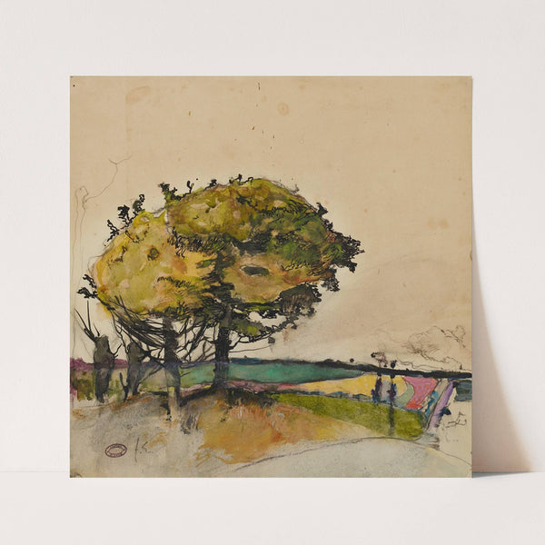 Paysage avec arbres dans les champs by Florence Esté