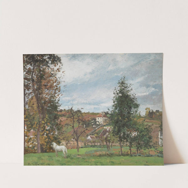 Paysage Avec Cheval Blanc Dans Un Pré, L’hermitage, Pontoise (1872) by Camille Pissarro