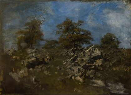 Paysage avec rocher
