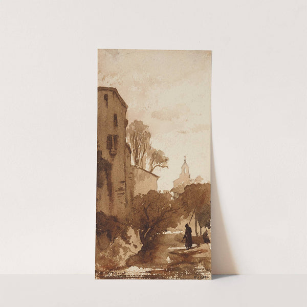 Paysage avec un clocher by François-Marius Granet