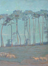 Paysage bleu aux moutons