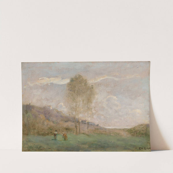 Paysage D'automne Près D'une Côte, Avec Deux Personnages by Jean-Baptiste-Camille Corot