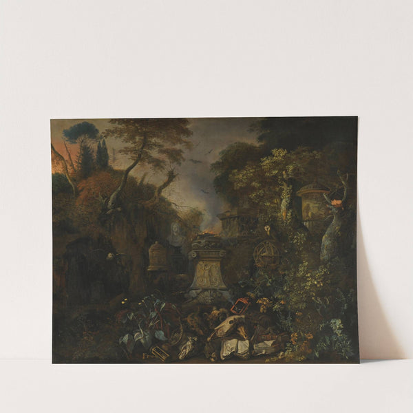 Paysage de cimetière la nuit by Matthias Withoos