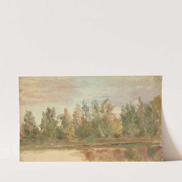 Paysage fluvial et son reflet au couchant rose by Jeanne Jegou-Cadart