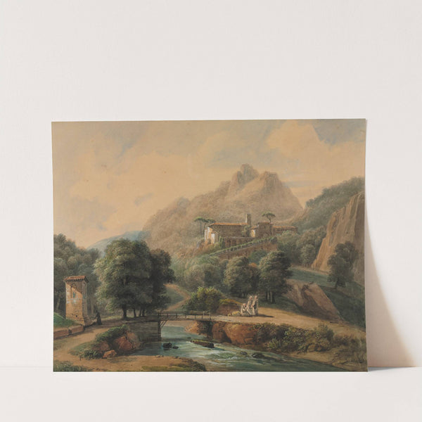 Paysage Italien; L’Abbaye et Les Religieux (late 1800s-1900s) by Jean-Victor Bertin