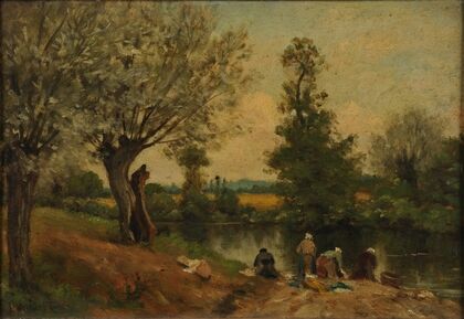 Paysage. Laveuses