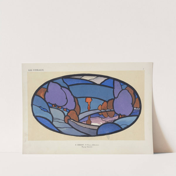 Paysage limousin, au Pavillon de Vitrail (A. D.), vitrail monté en fer forgé. by Jacques Gruber