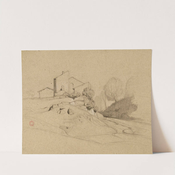 Paysage (maison sur un promontoire) (19th century) by Jean-Achille Benouville