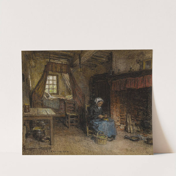 Paysanne devant l'âtre by Léon Augustin Lhermitte